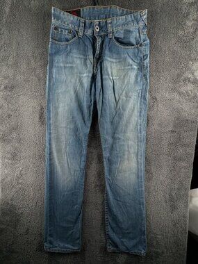 Evisu Bonsai 12L Denim Jeans Women Light Wash Cotton Blend Straight W/ Logos